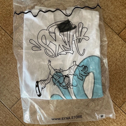 Syna World T-shirt size M new, white and turquoise