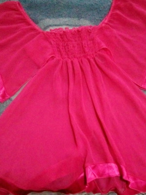 Transparent fuchsia top new, satin finish, loose fit