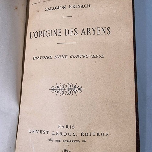 L'Origine des Aryens: Histoire d'une controverse book used, French, 1892 edition