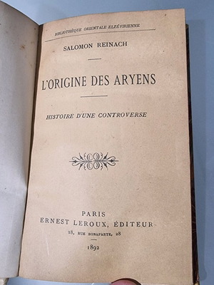 L'Origine des Aryens: Histoire d'une controverse book used, French, 1892 edition