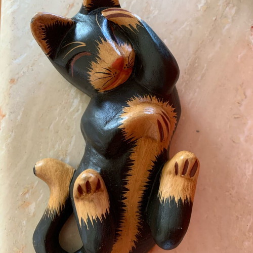 Decorative wooden cat figure new, handmade
