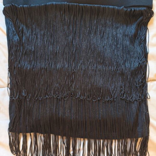 Women's Strapless Black Top with Fringe New