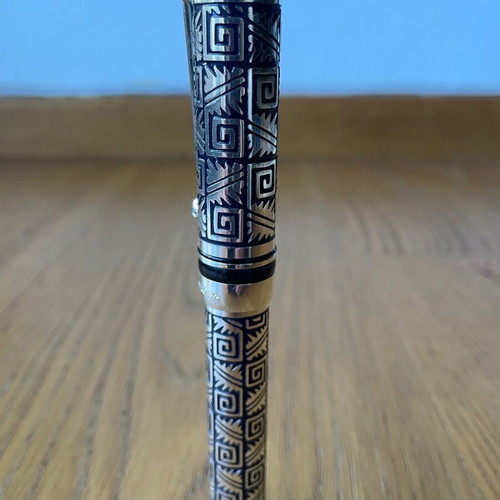 Campo Marzio carved embossed pen in silver and black, like new