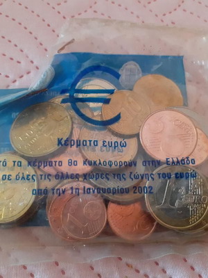 Euro coins original circulation 2002, opened package