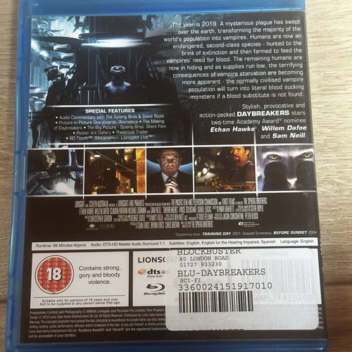 Daybreakers Blu-Ray used with English subtitles