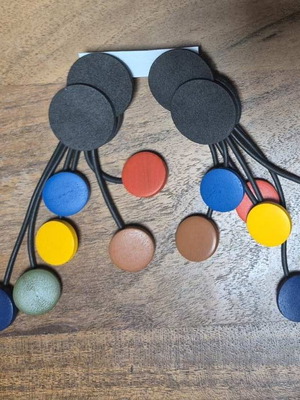 Colorful earrings with silicone cord and rubber parts, new