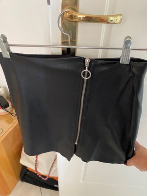 Bershka leather skirt size 38 and denim skirt with frayed edges size 38