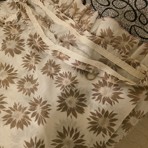 Vintage curtain beige with chrysanthemum pattern, like new