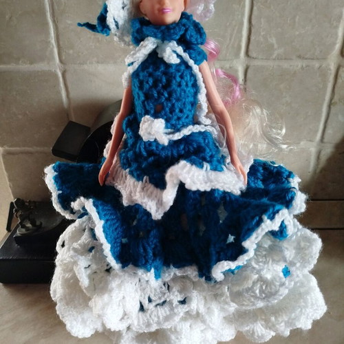 Doll with handmade dress and hat new