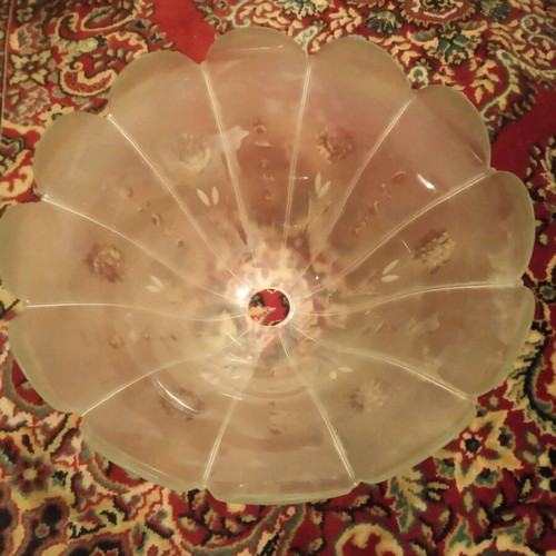 Ceiling light glass used, frosted with carved designs diameter 40