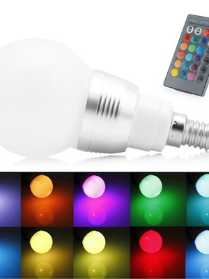 Λάμπα LED RGB E14 5W πολύχρωμη με ασύρματο τηλεχειριστήριο