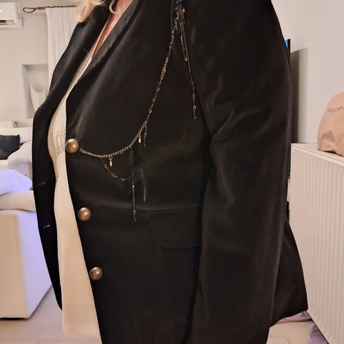 Velvet Mat Fashion Jacket with Gold Buttons and Pendant, Like New