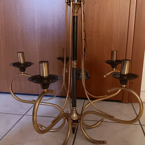 Vintage metal ceiling chandelier used with 5 lamp holders