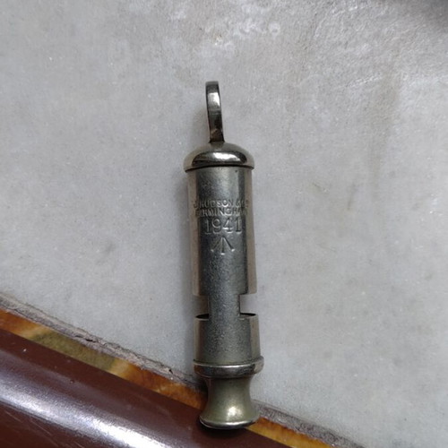 J. Hudson & Co. 1941 British Military Whistle, WWII Broad Arrow