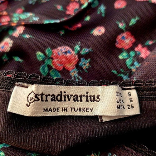 Stradivarius floral women's top like new, black with thin straps