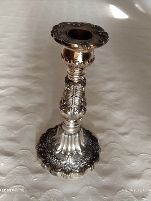Silver-plated candlestick used, 18 cm height