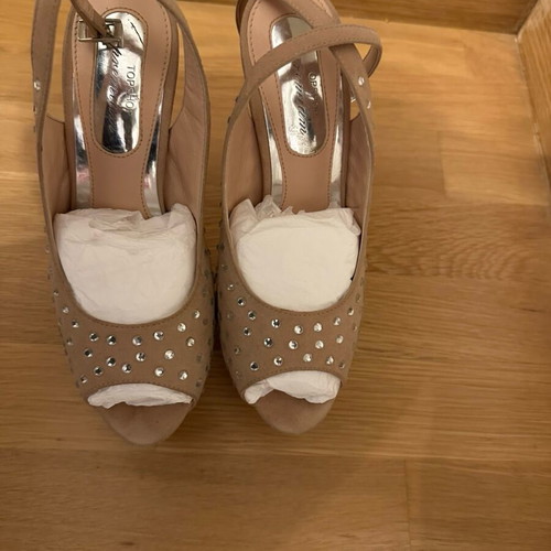 Top Shop beige sandals like new with 14cm high heel and 4cm platform