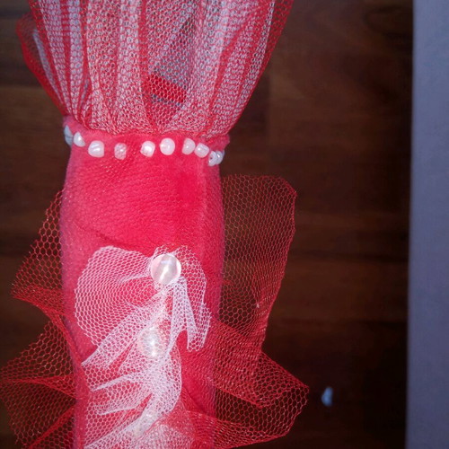 Handmade soft boot decorative ornament with velvet fabric and tulle