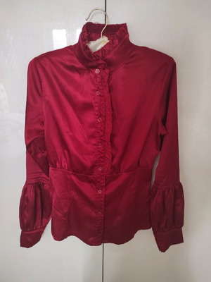 Satin shirt like new, burgundy red, size S