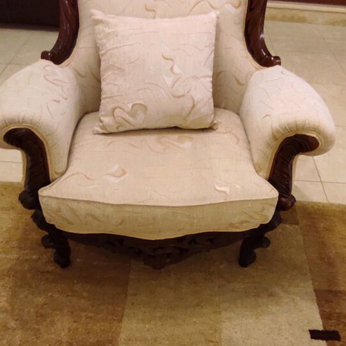 Classic walnut solid wood living room set like new with marble tables