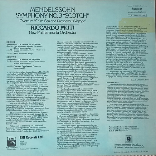 Mendelssohn Symphony No. 3 "Scotch" LP used, classical music