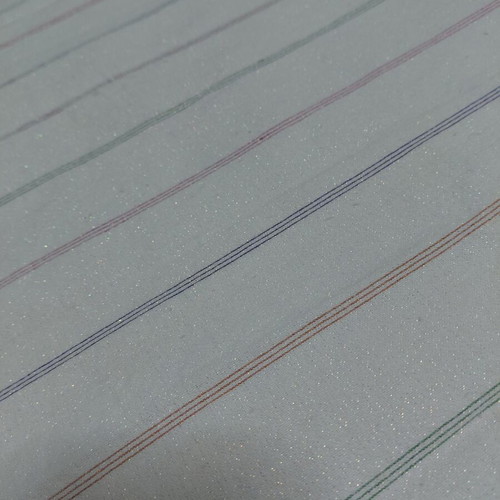 Traditional cotton fabric on loom, new, white with colorful stripes