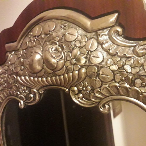 Silver handmade mirror 950 grade with wooden back, like new