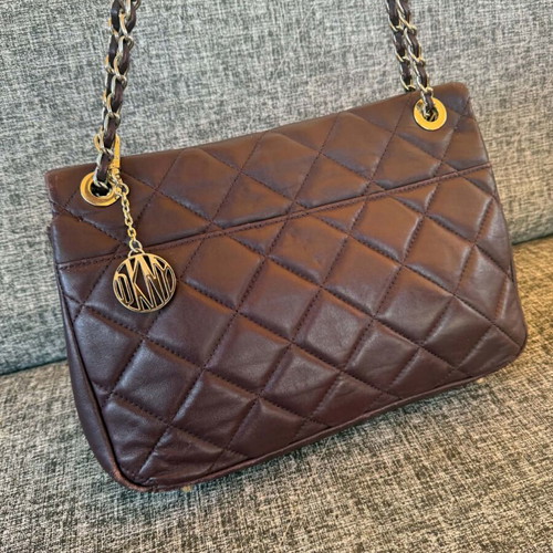 DKNY vintage leather shoulder bag used, burgundy red