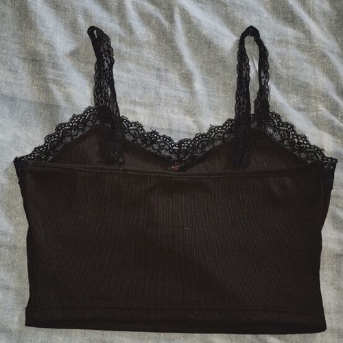 Grunge crop top with lace trimming, new, size M