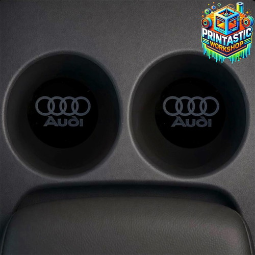 Audi 69mm cup holder covers set of 2 gloss black plexiglass new