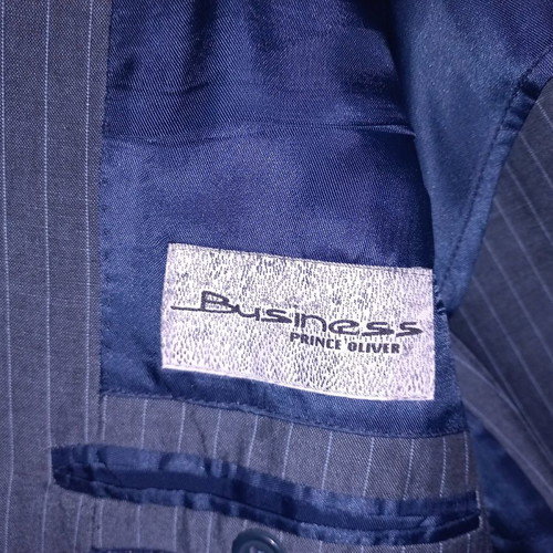 Prince Oliver men's summer jacket used, blue striped, linen