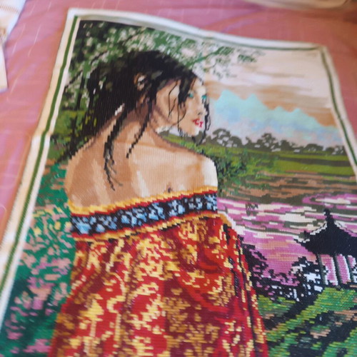 Handmade needlepoint in like-new condition