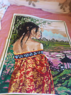 Handmade needlepoint in like-new condition