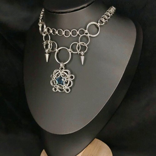 Choker handmade from steel new silver