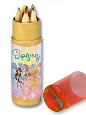 Winx colored pencils new, 10 pieces with name in kraft box