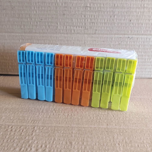 Clothespins set of 24 plastic, new, multicolor with galvanized spring