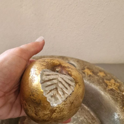 Decorative bowl candlestick with fruits like new, silver and gold