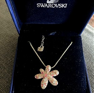 Vintage Swarovski κολιέ λουλούδι κρύσταλλα ροζ και λευκά