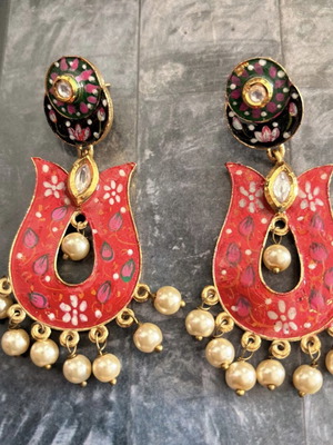 Boho metallic earrings with enamel new