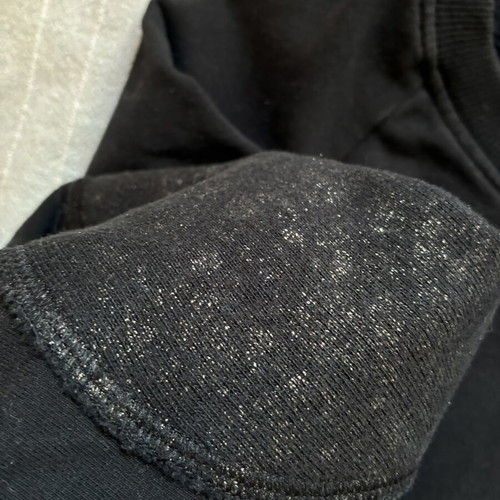 Sugarfree black cropped sweatshirt with balloon sleeves and glitter patches