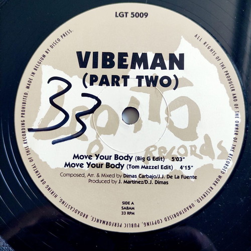 Vibeman (Part Two) Move Your Body 12'' vinyl used, electronic 1996 Belgium