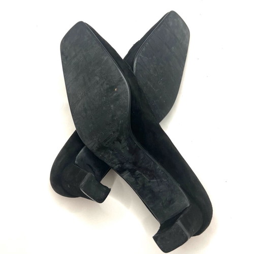 Stuart Weitzman black suede mid heels used