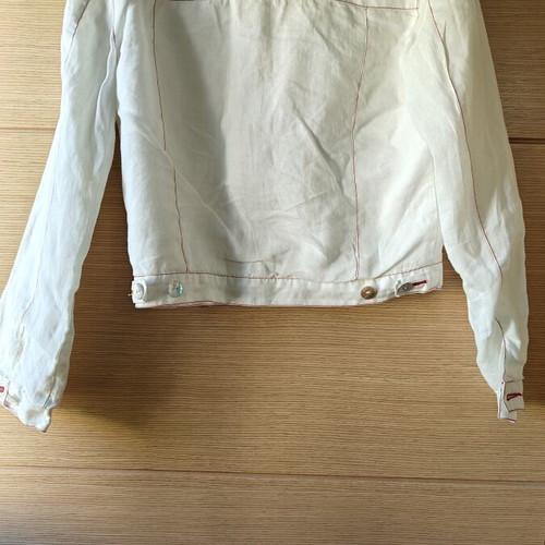 Mia white jacket medium size like new with red decorative stitches