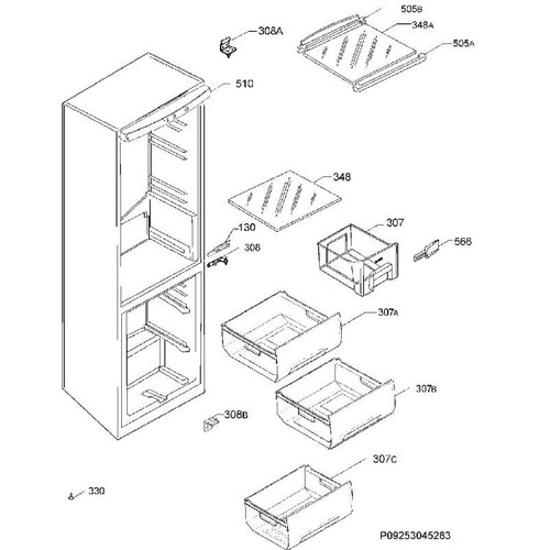 Zanussi ZRB640w refrigerator parts used, 3 glass shelves, 3 bottle holders, 2 fruit trays, freezer drawers