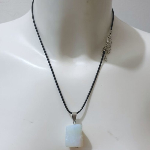 Handmade necklace with raw opal and stainless steel clasp new