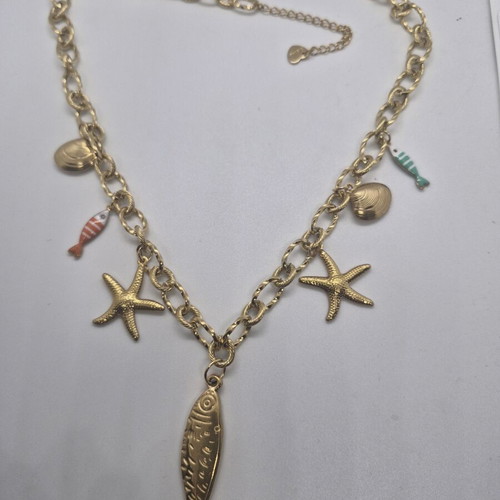 Handmade necklace stainless steel gold color new