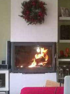 Energy fireplace cast iron with three-sided glass, like new