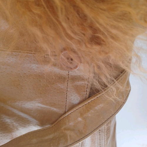 Women's leather coat with wool collar Naf Naf size M, like new