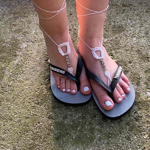 Barefoot Romaska foot jewelry white, new