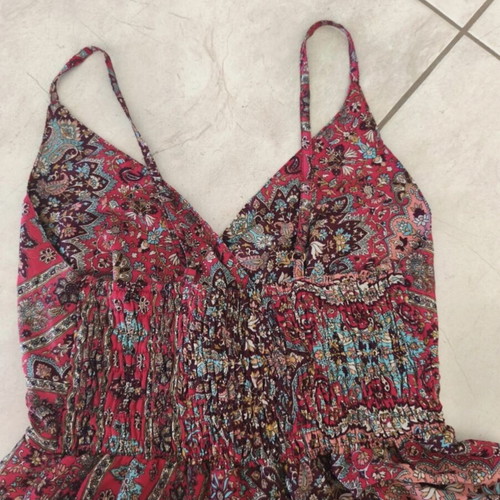 Boho dress with ethnic pattern like new, size M, red multicolor